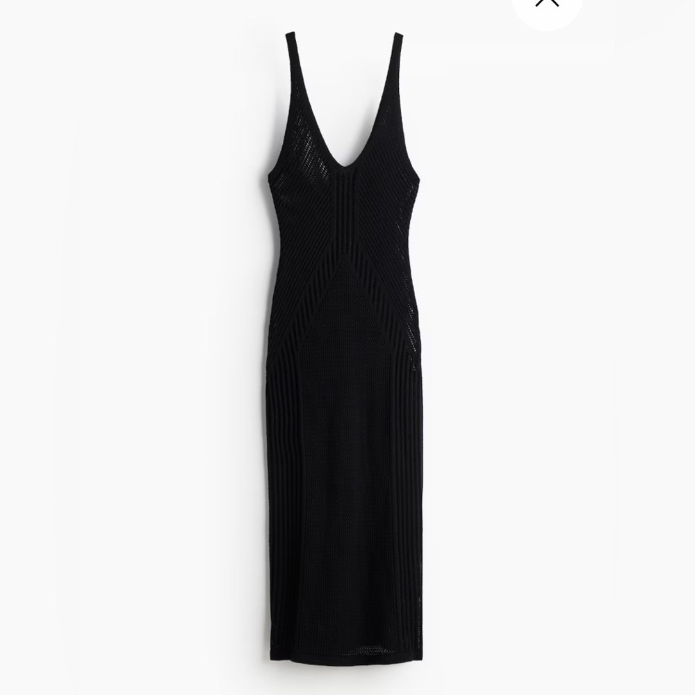 H&M Crochet Midi Black Dress Cover Up Size Small